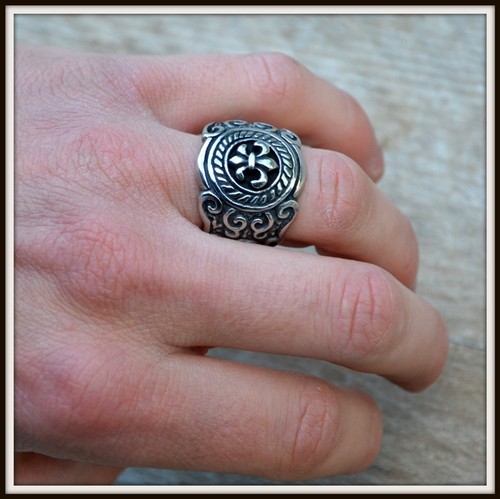 Bague chevalière fleur - bague, de