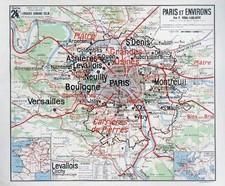 Carte scolaire ancienne Paris et environs France (97 x 80 cm)