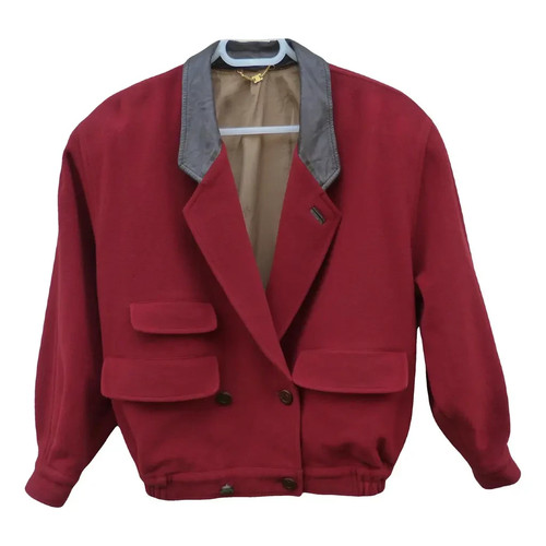 Blouson vintage laine cuir - vintage,