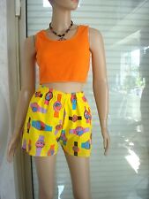 ENSEMBLE SHORT COLORE JAUNE ET ORANGE+ TEE SHIRT CROCTOP ORANGE FLASH T36/38