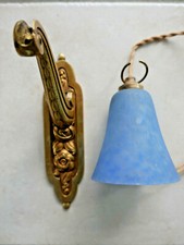 applique de lit ART DECO bronze doré pate verre bleue Daum ? Schneider ? Follot?