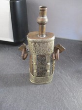 ANCIENNE POIRE A POUDRE EMPIRE OTTOMAN EN CORNE DE BOVIN ET METAL
