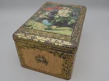 Boîte métal motif bouquet de fleurs et vase bleu 20.x30 cm