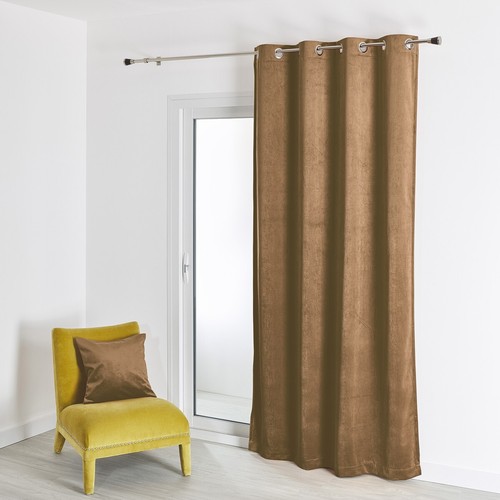 Rideaux velours panel beige - 1,