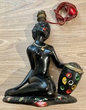 Pied de lampe en platre polychrome de style africaniste années 50/60.