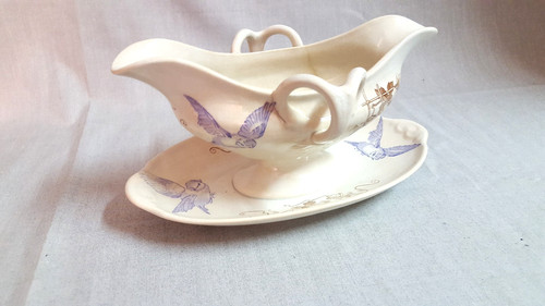 Saucière oiseaux signé h b - oiseaux,