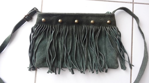 Sac cuir daim vert - en,