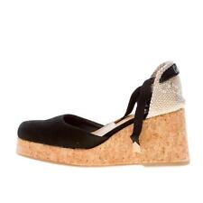 CASTANER chaussures femme Tina Cork espadrillas black cotton ankle Cork wedge