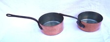 French Stainless Steel Lined Copper Pair Sauce Pans Ø 7" & 6 3/4" Normandy