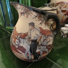 Pichet grès de Ciboure R. Fischer décor Madeleine Moreau, muletier