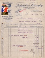 SAINT ETIENNE - FACTURE + VIGNETTE FORISSIER & BONNEFOY ECREMEUSE GAULOISE 1932