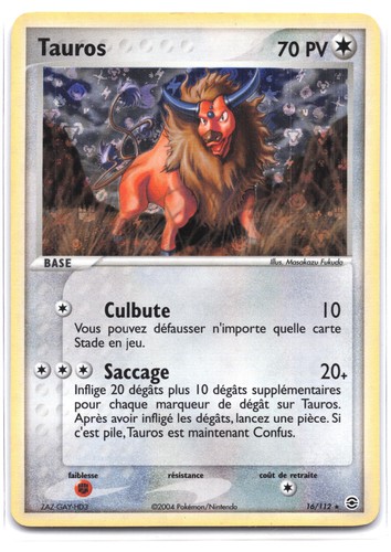 Carte pokémon tauros 112 - carte,