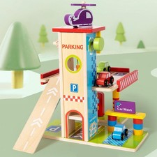 Coffret de jeu de garage en bois, cadeaux pour enfants, lavage voiture,