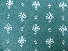 ANCIEN TISSU VINTAGE FRENCH FABRIC FLEUR DE LYS BON ETAT  COUPON TISSU ROYALISTE