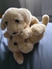 2  CHIENS  CHIOTS LABRADOR GOLD QUI JOUENT 25CM PELUCHE BLONDE HAPPY BALLOON