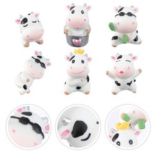  6 Pcs Vache Resine Jouet De