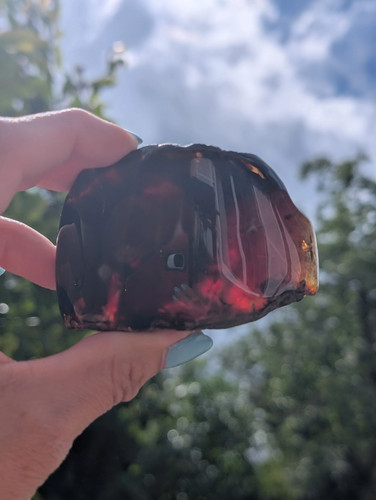Amber blue medium - blue, raw