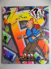 Tableau Tintin 61x50cm YORIS Haddock Milou Tournesol tag street art graffiti fr