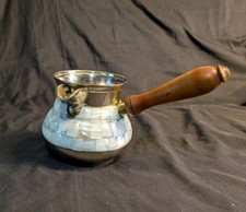 Théière Verseuse décor doré Laiton et Nacre, Style Hollywood Regency