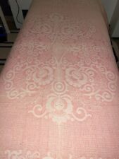 Dessus de lit Art Déco rose en coton nid d'abeille  215 cm x 190 cm