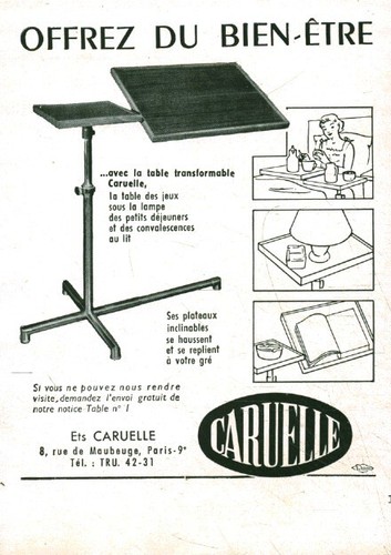 Publicité ancienne table