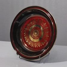 Grande assiette décorative en céramique Libero Cellarosi avec bordure dorée, Italie, 1970s