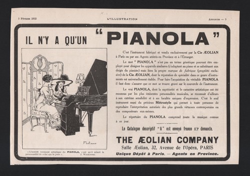 Publicite 1912 musique - musique, piano