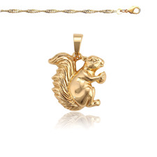 Collier - Enfant - Pendentif - Ecureuil - Plaqué Or Jaune 750/1000 - 45 cm