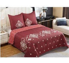 couvre lit boutis bordeaux 2 places double face en microfibre épais 30° lavage