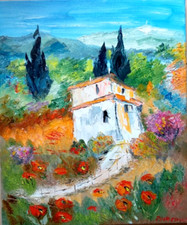 LE MONT VENTOUX LES COQUELICOTS TABLEAU PEINTURE PARIS SIGNE JUMEAUX JEAN PIERRE