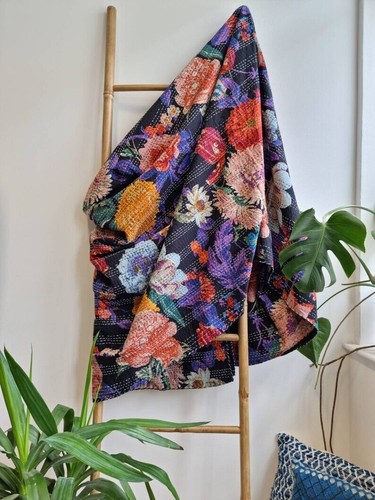 Couverture coton kantha - couverture,