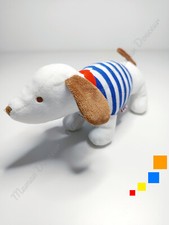 Peluche/Doudou Chien Saucisse Marron Blanc Rayé Bleu Vichy Rouge 10*20cm Jacadi