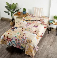 Indien Soie Broderie Couette Couverture Double Taille Patchwork Kantha