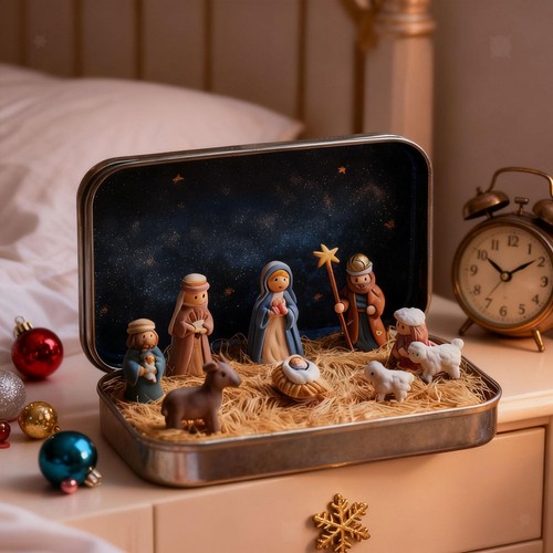 Mini crèche noël avec - crèche, de