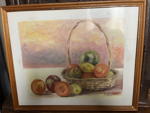 Peinture nature morte panier - nature,