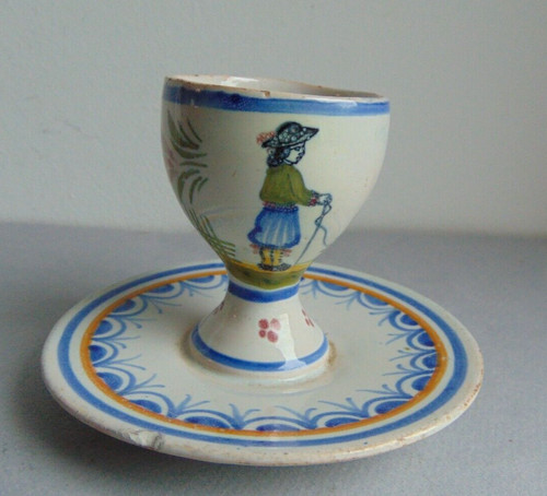 Coquetier ancien faïence - coquetier,