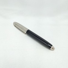 Stylo plume Louis Vuitton Dock Cuir noir argent utilisé sans encre