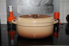 Cocotte ovale, en fonte, made in France N°:31,Marron/beige dégradée vintage