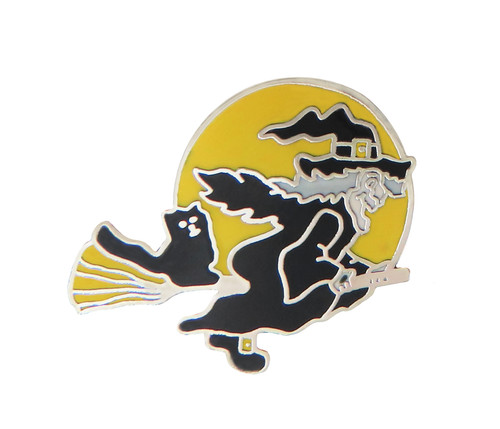 Insigne broche ronde sorcière