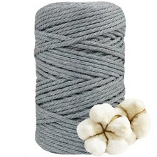 Corde Macramé 5mm x 100m Macrame Corde de 4-Ply Naturel Coton pour Rideau Mac...