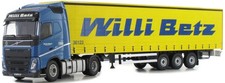 HERPA, VOLVO FH Gl 4x2 avec semi bâchée 3 essieux Willi Betz, échelle 1/50, H...