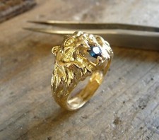 Bague or 18 KT tête de lion