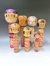 KOKESHI Creative Jpanese Vintage Wooden Doll Set of 7 Japan 24cm-34cm #0133