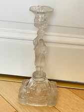 Ancien bougeoir Jeanne d’arc en verre moulé dépoli Portieux ? Reims