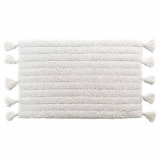 Tapis de bain pompoms 50x80 cm - Tufté - Blanc - Naturel