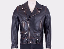 Veste en cuir marron pour