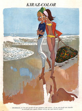 KIRAZ - COLOR / PARISIENNES A LA MER /DESSIN de 1965