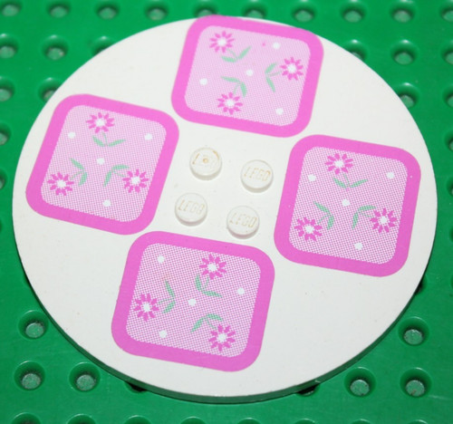 Lego belville white tile round - belville,