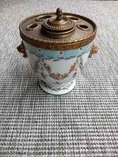 Encrier XIX Eme Porcelaine  et Laiton   Inkwell