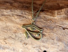 PENDENTIF CHAINE BRONZE OEIL OUDJAT HORUS EGYPTE PHARAON PROTECTION CHARME 